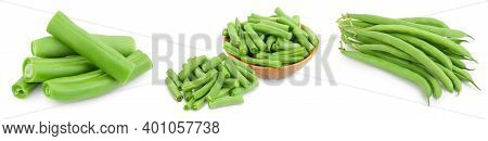 Green Beans Isolated On A White Background With Full Depth Of Field. Setor Collection