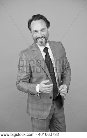 You Are Winner. Mature Employee Wear Formal Suit. Professional Occupation And Career. Business Profe