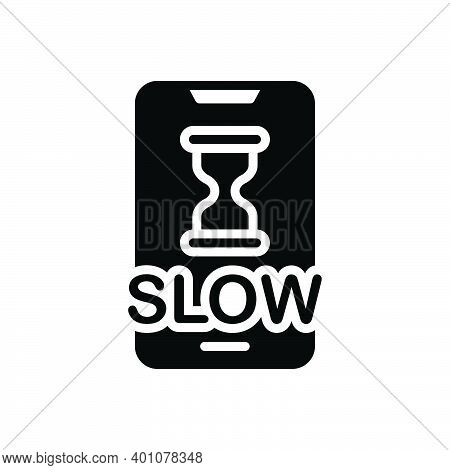 Black Solid Icon For Slow Electronic Connection Sandglass Accuracy Unhurried Stilly Update Install