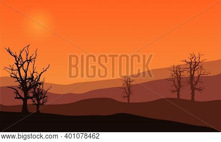 Beautiful Cloud Scenery At Sunset. City Vector