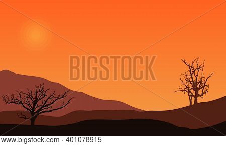 Nice Twilight View In The Afternoon On The City Edge. City Vector