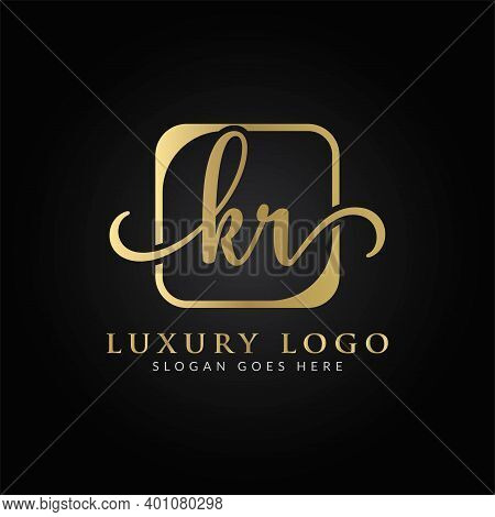 Linked Letter Kr Logo Design Vector Template. Creative Abstract Kr Luxury Logo Design Vector Illustr