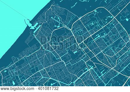 Detailed Map Of Hague City Administrative Area. Royalty Free Vector Illustration. Cityscape Panorama