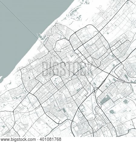 Urban City Map Of Hague. Vector Illustration, Hague Map Grayscale Art Poster. Street Map Image With 