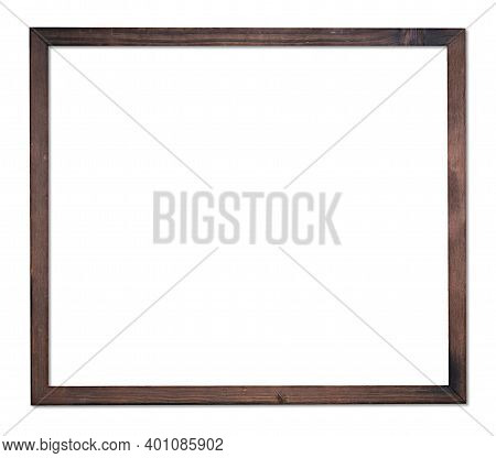 Simple Black Thin Wooden Picture Frame Border For Modern Wall Isolated On White Background