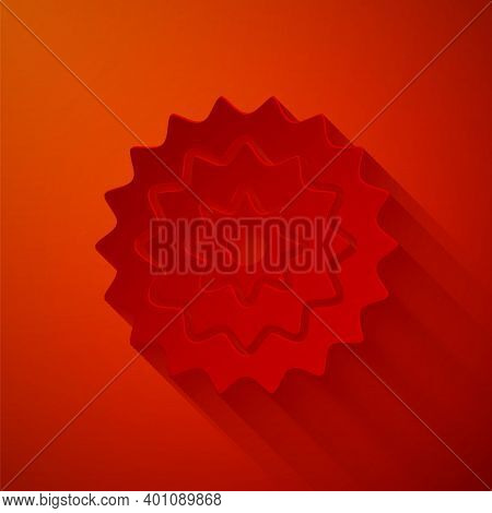 Paper Cut Bicycle Cassette Mountain Bike Icon Isolated On Red Background. Rear Bicycle Sprocket. Cha