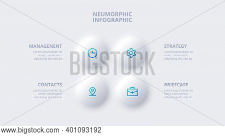 Neumorphic Circle Elements For Infographic. Template For Diagram, Graph, Presentation And Chart. Ske