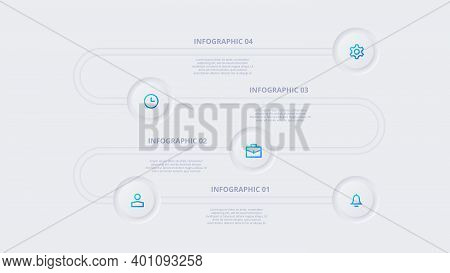 Neumorphic Timeline Infographic. Template For Diagram, Graph, Presentation And Chart. Skeuomorph Con