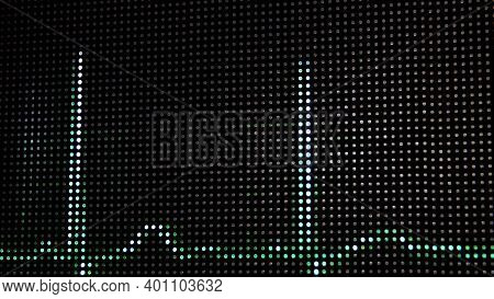 Green Heart Pulse, Graphic Line On Black Background. Media. Healthcare, Medical Concept, Ekg Heart B