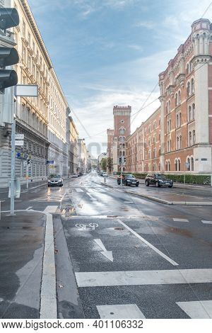 Vienna, Austria - August 30, 2020: Street Next To Ministry Of Defense Headquarters In Vienna.