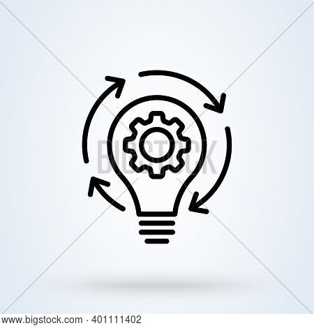 Automatic Solution Sign Line Icon Or Logo. Machine Learning Process Concept. Data Science Technology