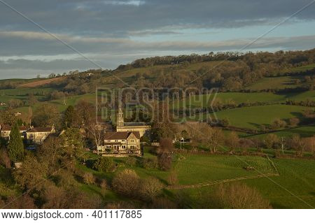 Winter In The Woolley Valley, An Area Of Outstanding Natural Beauty In The Cotswolds On The Outskirt