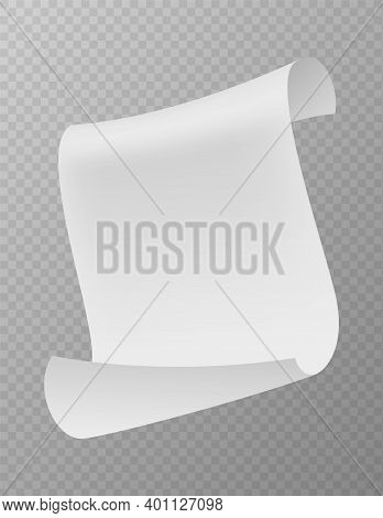 Flying Paper Sheet Falling Down With Curved Corners. Realistic Volant Blank White Paper, Scattered E