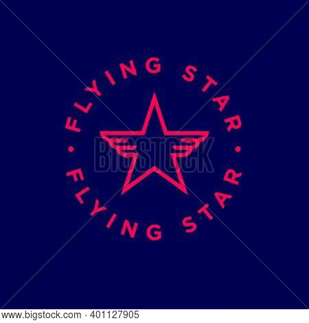 Flying Star Logo. Star And Wings Inside Circle. Logo Can Used For Business, Small Aviation, Aircraft