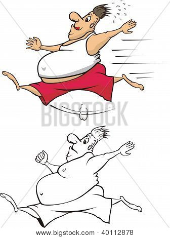gros homme courir pour perdre du poids
