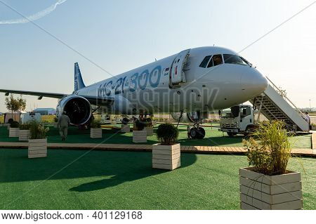 August 30, 2019. Zhukovsky, Russia. Promising Russian Medium-range Narrow-body Passenger Aircraft Ir