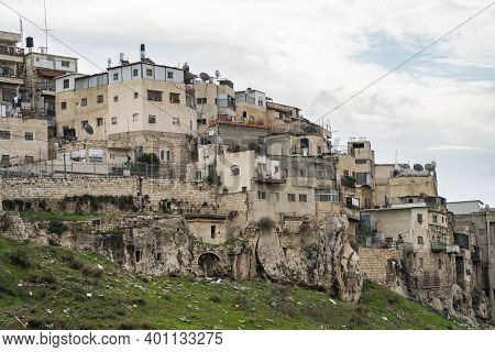 Jerusalem, Israel - December 17th, 2020: Ancient Tombs And Burial Caves Under An Inhabited Neighborh