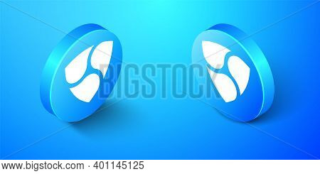 Isometric Cryptocurrency Coin Nem Xem Icon Isolated On Blue Background. Physical Bit Coin. Digital C