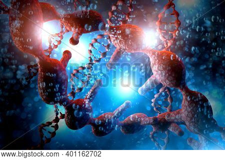 Abstract Dna Strand Double Helix Genetics 3d Illustration