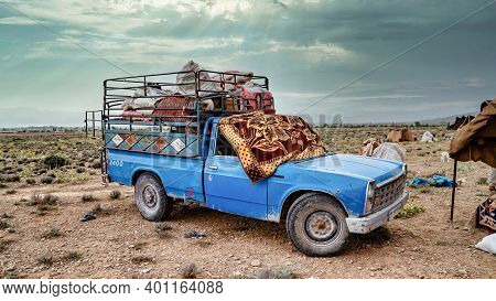 Shiraz, Iran - May 2019: Old Rusty Car, Used By Qashqai Nomads In Iran