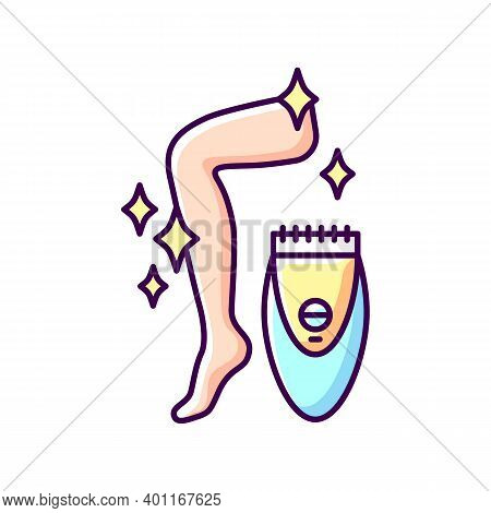 Epilator Rgb Color Icon. Removing Unwanted Hair From Skin. Depilatory. Shaving Hairs On Legs And Bod