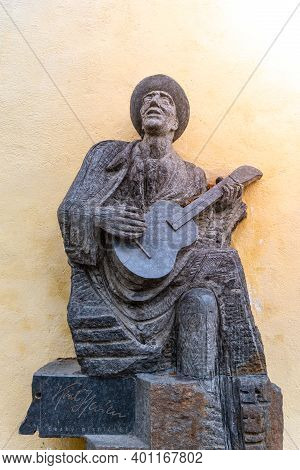 Prague, Czech Republic - May 26, 2020: Statue Of Czech Musician Karel Hasler At Old Castle Stairs, P