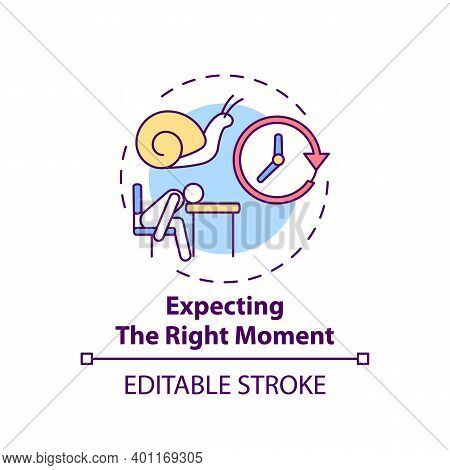 Right Moment Expecting Concept Icon. Procrastination Reason Idea Thin Line Illustration. Performing 
