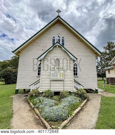 Esk, Australia - December 25, 2020: View Of The St Mel Catholic Church Built In At The Turn Of The 1