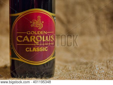 Gouden Carolus Classic Belgian Speciality Beer From Brewery Het Anker. Selective Focus.