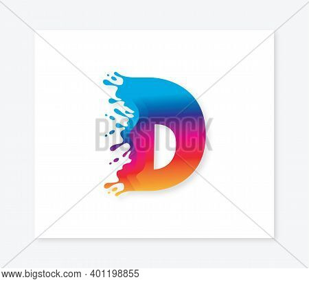D Alphabet Colorful Painting Logo Design Concept