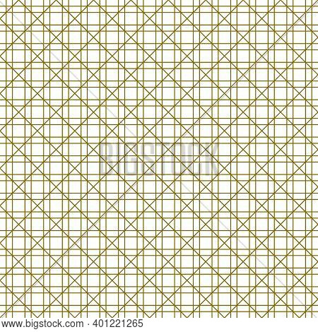 Seamless Pattern In Style Kumiko Zaiku In Brown Lines. Average Thickness.