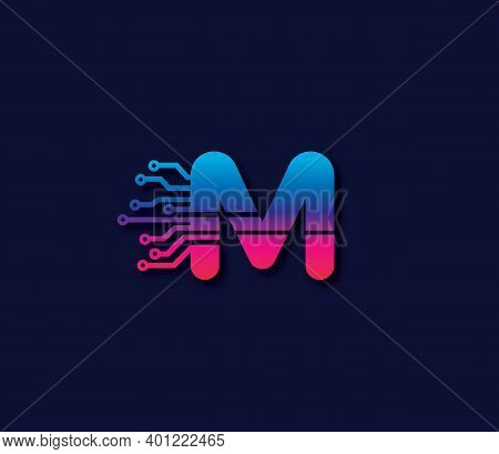 M Alphabet Data Storage Technology Logo Design Concept