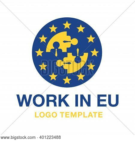 Work In Eu Logo Template - Staff Recruitment For Guest Working In European Union - Euaro Flag And Pe