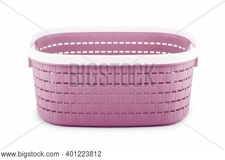 Empty Wicker Basket On Isolated White Backgrounds