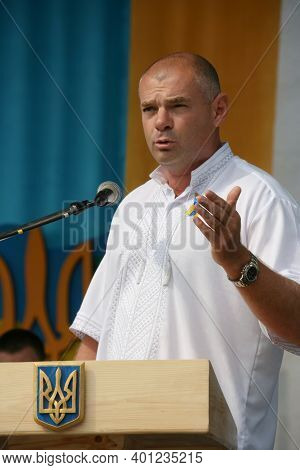 Lutsk, Ukraine - August 24 2012: People's Deputy Of Ukraine Ihor Palytsia Delivers A Speech During T