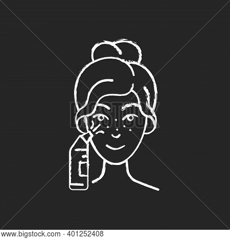 Blackhead Remover Chalk White Icon On Black Background. Pore Retexturizing. Treating Blackheads And 