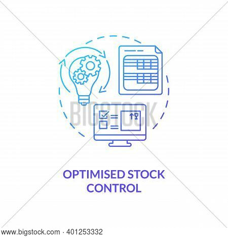 Optimised Stock Control Concept Icon. Warehouse Management Software Benefits. Management Advices For