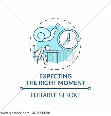 Right Moment Expecting Concept Icon. Procrastination Reason Idea Thin Line Illustration. Delaying An