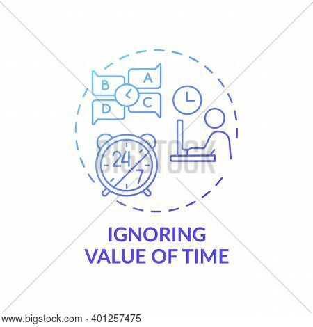 Ignoring Time Value Concept Icon. Time-management Problem Idea Thin Line Illustration. Missing Deadl
