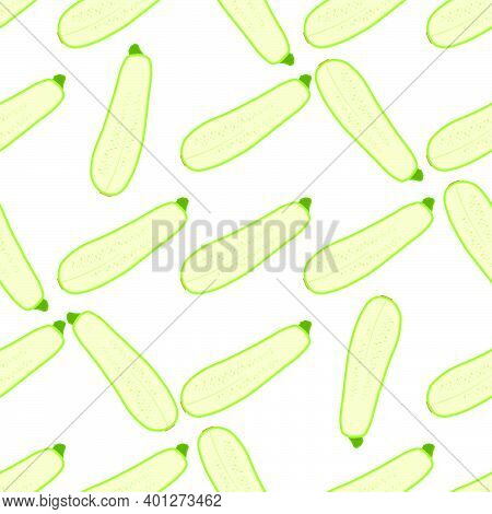 Illustration On Theme Of Bright Pattern Zucchini, Vegetable Squash For Seal. Vegetable Pattern Consi