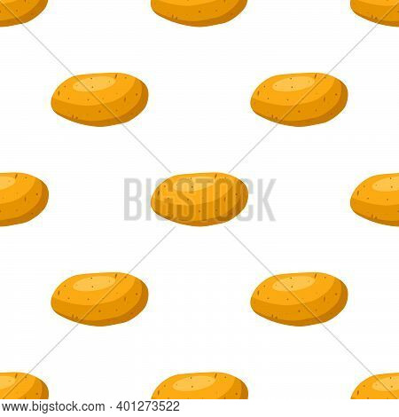 Illustration On Theme Of Bright Pattern Brown Potato, Vegetable Batat For Seal. Vegetable Pattern Co