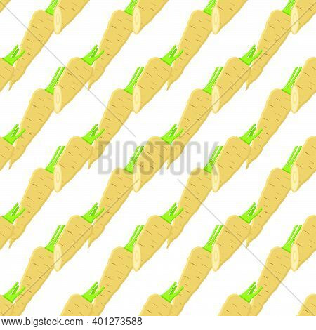Illustration On Theme Of Pattern Plant Parsnip, Vegetable Root For Seal. Vegetable Pattern Consistin