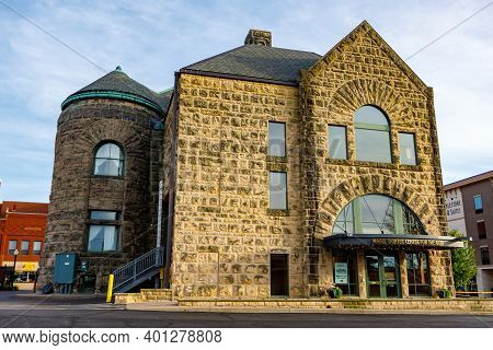 Menomonie, Wi, Usa  -  June 25, 2020: Historic Landmark Mabel Tainter Memorial Building Located In M
