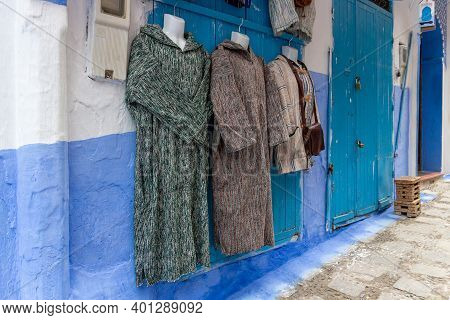 Tradirional Oriental Handmade Clothes Is Djellaba In Chefchaouen, Morocco.