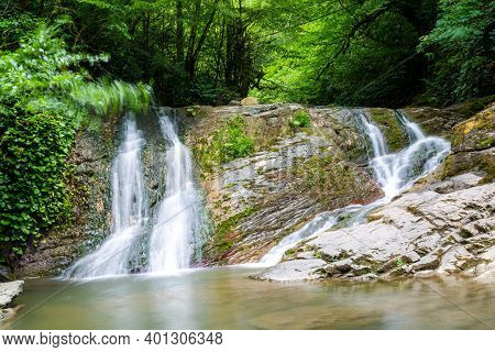 Russia. Sochi. Orekhovsky Waterfall On Bezumenk's River - Natural Sight In The Neighborhood Of The C