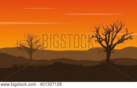 Beautiful Twilight Silhouette In The Afternoon. City Vector