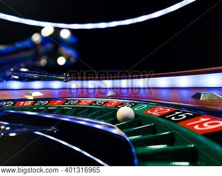 Roulette wheel close up at the Casino - Selective Focus
