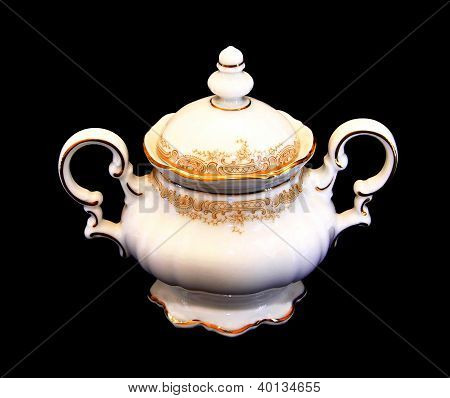 昂贵的瓷器 Teaset 糖锅