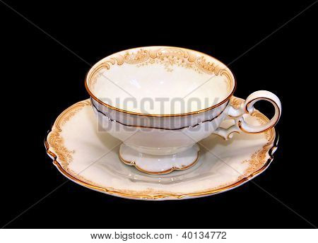 昂贵的瓷器 Teaset 茶杯子与杯碟