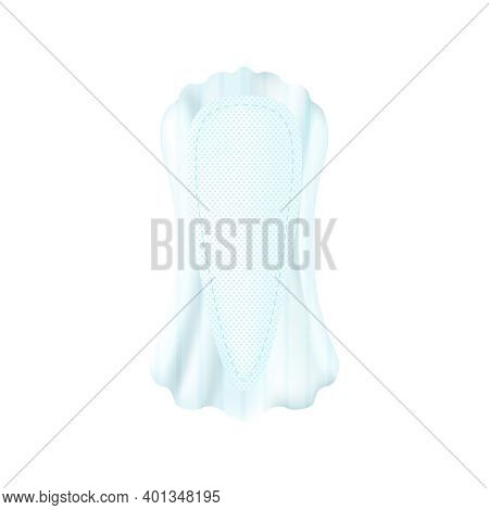 Realistic Feminine Hygiene Composition With Isolated Image Of Wet Pantyliner On Blank Background Vec